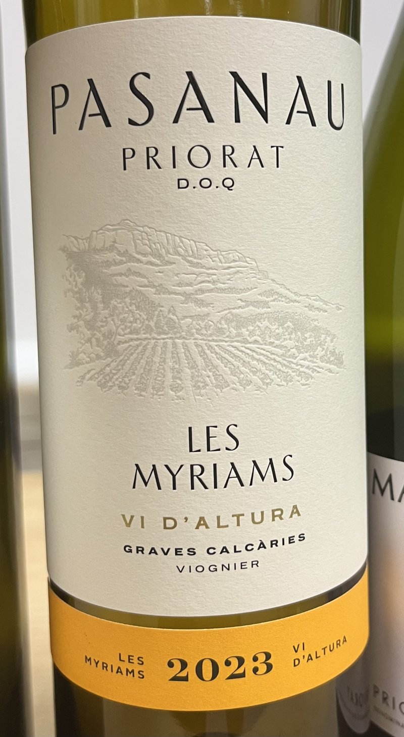Framsida av Les Myriams Viognier Celler Pasanau