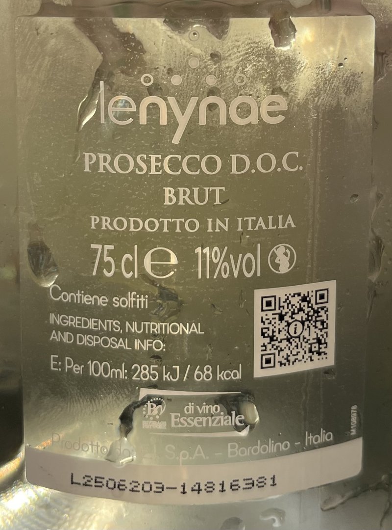 Baksida av Lenynae Prosecco Doc Brut