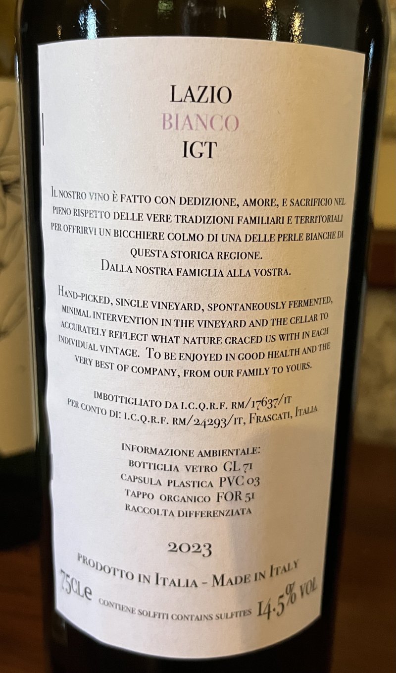 Baksida av Blanc de Famille