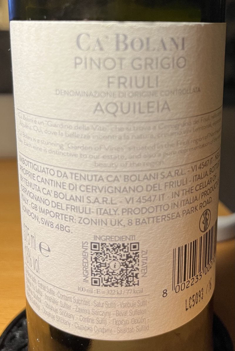 Baksida av Ca` Bolani