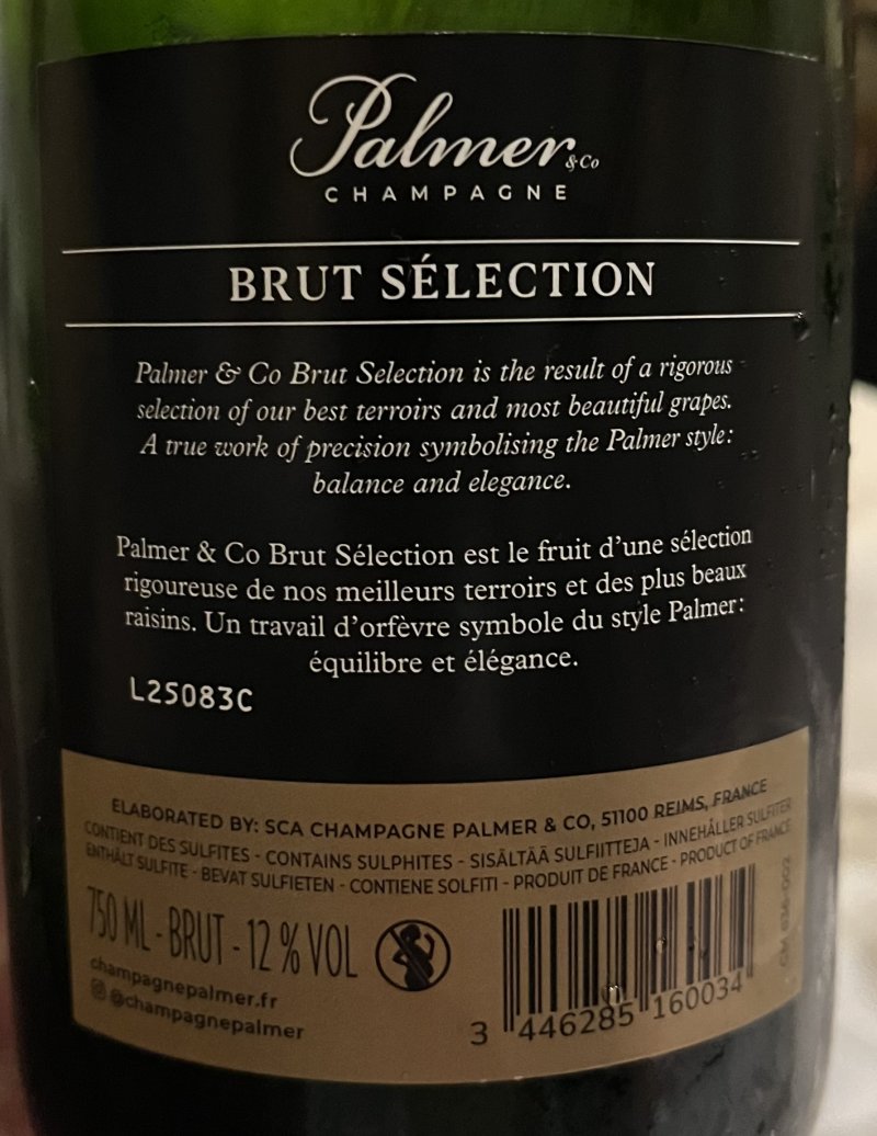 Baksida av Palmer Champagne Viking Line