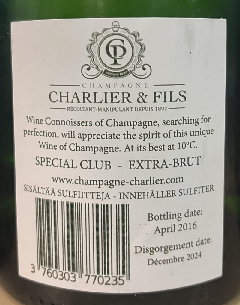 Baksida av Charleier & Fils Special Club