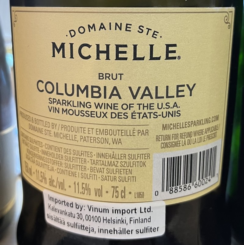 Baksida av Domaine Ste Michelle Brut
