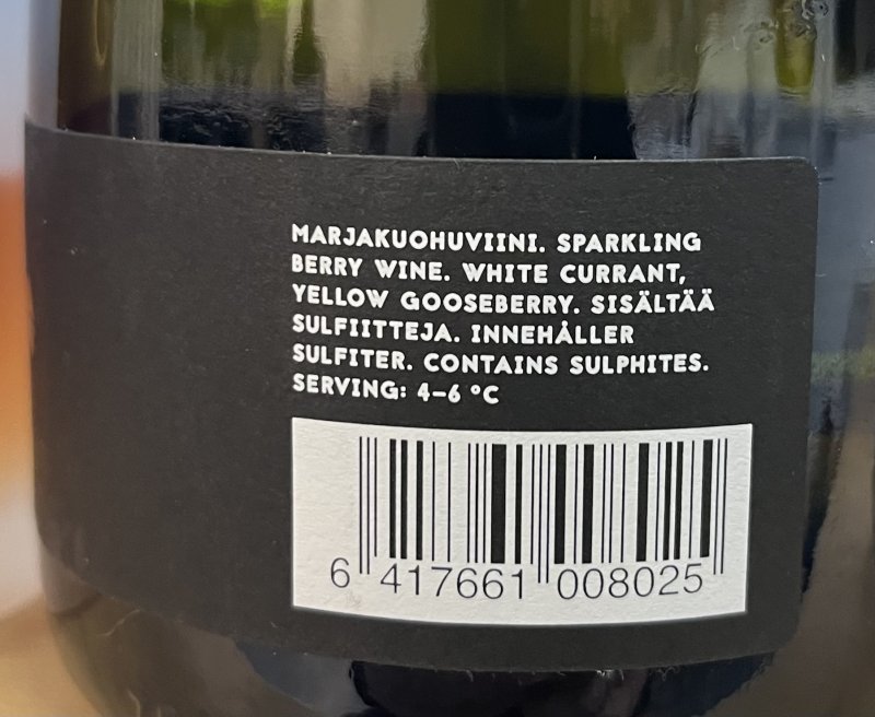 Baksida av Säde Arctic Sparkling Wine Sec