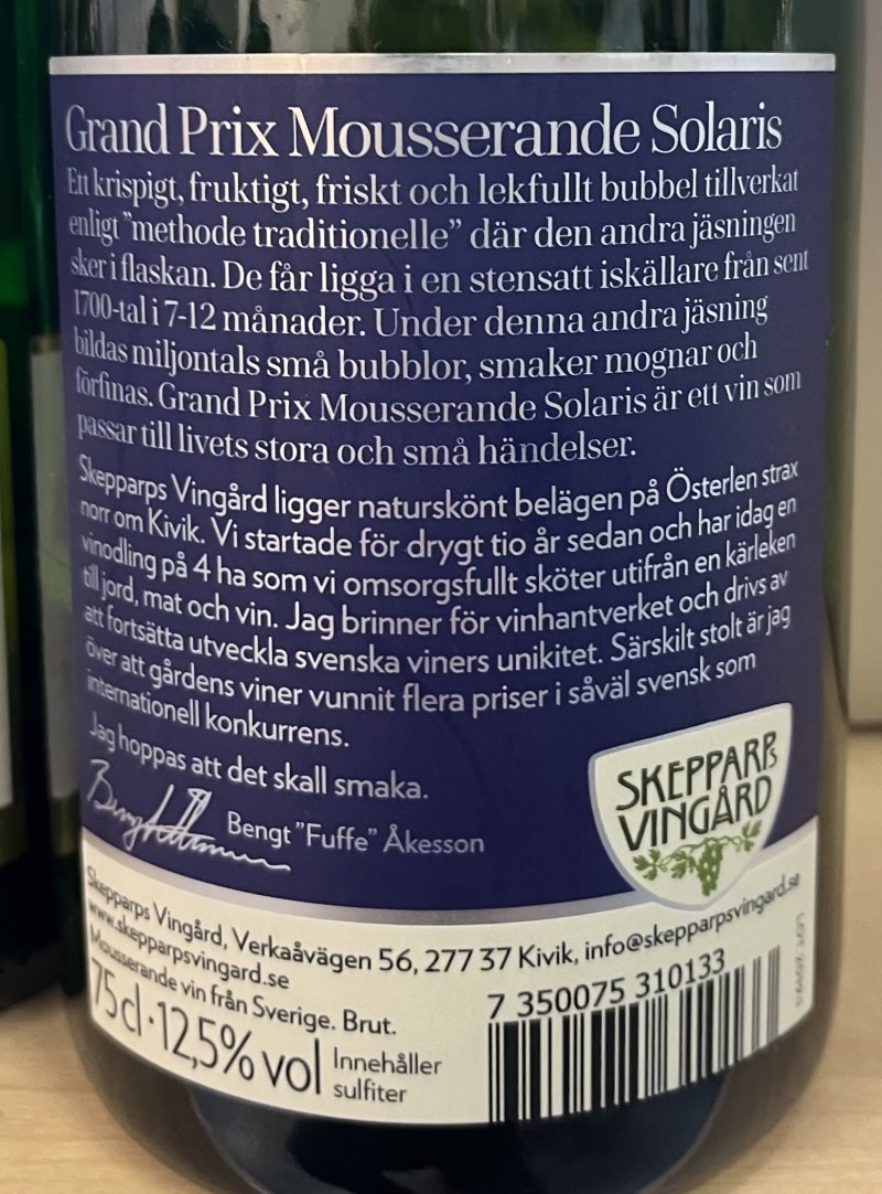 Baksida av Skepparps Grand Prix Solaris